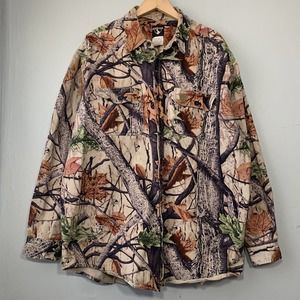 Wood N Trail Mens 2XL Tall Button Up Camouflage Shirt Leaf Woods Deer Hunting
